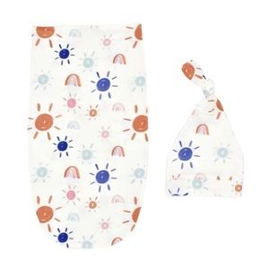Newborn Blankets Infant Baby Boys Girls Sleeping Bag Swaddle Muslin Wrap+Hat Set